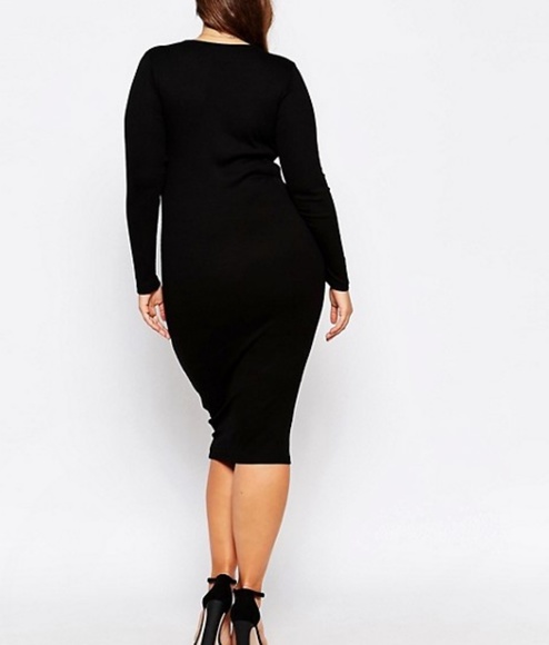 Asos Curve Midi Bodycon Dress in Rib - Picture 3 of 6